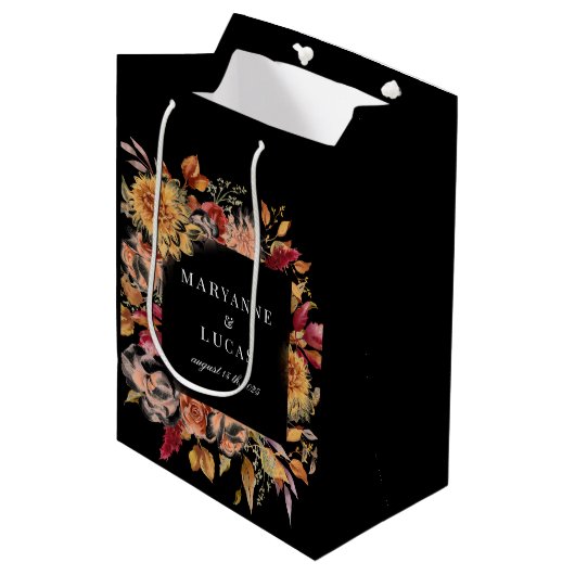 Moody herfst bloemenmonogram medium cadeauzakje (Voorkant Gekanteld)