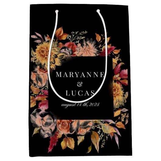 Moody herfst bloemenmonogram medium cadeauzakje (Voorkant)