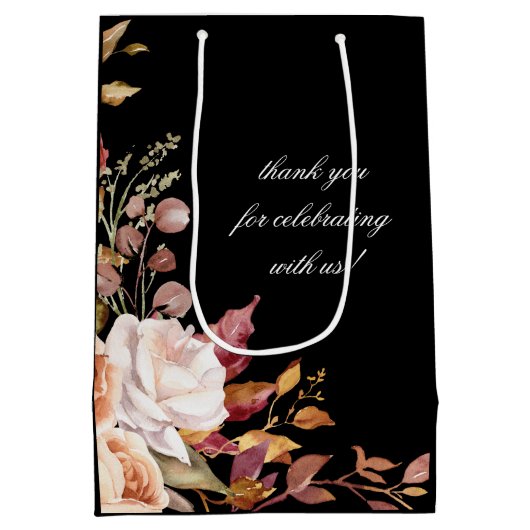 Moody herfst bloemenmonogram medium cadeauzakje (Achterkant)