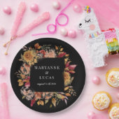 Moody herfst bloemenmonogram papieren bordje (Feest)