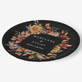 Moody herfst bloemenmonogram papieren bordje (Gekanteld)