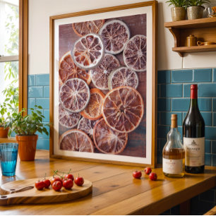 Moody herfst droog sinaasappel warme keuken muur k poster