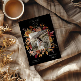 Moody Herfst Elegante Bloemen Save the Date Kaart