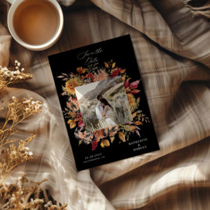 Moody Herfst Elegante Bloemen Save the Date Kaart