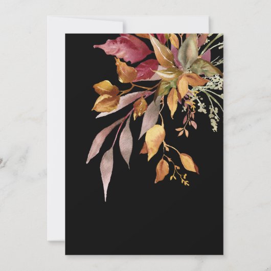 Moody herfst elegante bloemenbruiloft kaart (Achterkant)