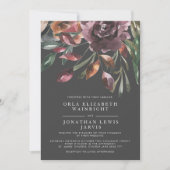 Moody Herfst Floral Burst Paars Wedding Kaart (Voorkant)