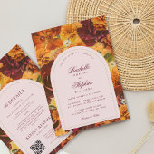 Moody Herfst Floral QR Code Alles in een bruiloft Kaart