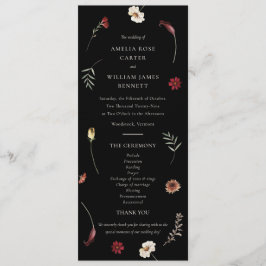 Moody Herfst Herfst Wildflower Wedding Programmakaart