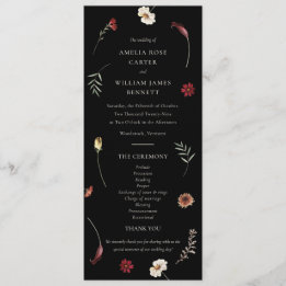 Moody Herfst Herfst Wildflower Wedding Programmakaart