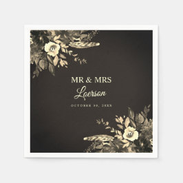 Moody Herfst Waterverf Dried Flowers Wedding Servet