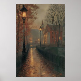 Moody herfststadsgezicht, rustige Herfst Urban Poster