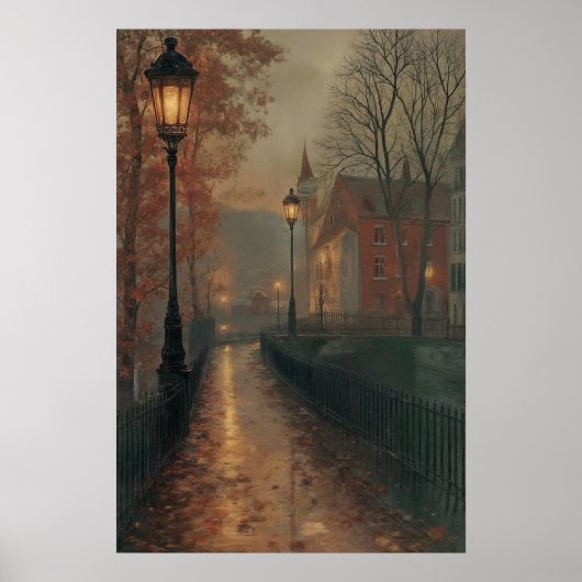 Moody herfststadsgezicht, rustige Herfst Urban Poster (Voorkant)