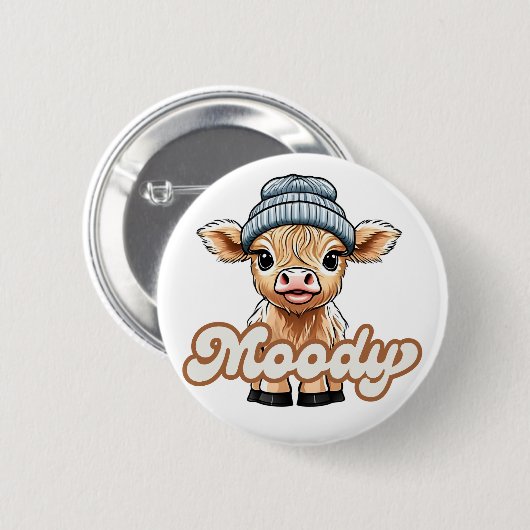 Moody Highland Koe Button (Voorkant /achterkant)