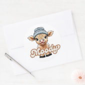 Moody Highland Koe Classic Ronde Sticker (Envelop)