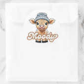 Moody Highland Koe Classic Ronde Sticker (Tas)