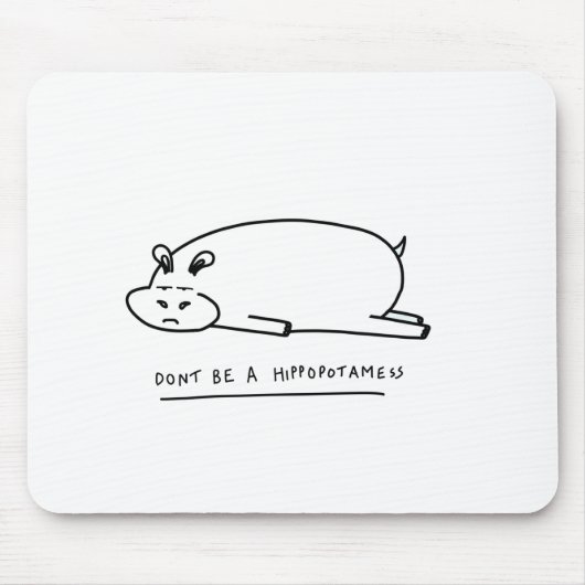 Moody hippo met pun muismat (Voorkant)