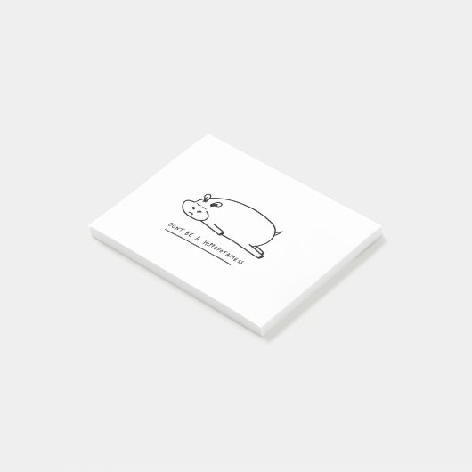 Moody hippo met pun post-it® notes (Schuin)