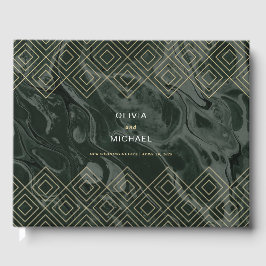 Moody Hues Emerald Green Marble Custom Guest Book Gastenboek