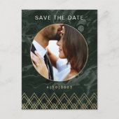 Moody Hues Emerald Green Marble Save the Date Briefkaart (Voorkant)