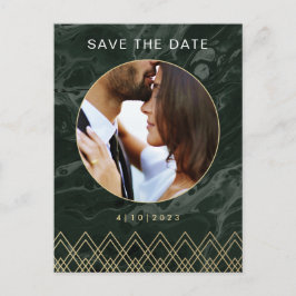 Moody Hues Emerald Green Marble Save the Date Briefkaart