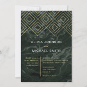 Moody Hues Emerald Green Marble Wedding Invitation Kaart (Voorkant)