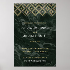 Moody Hues Emerald Green Marble Welcome Poster