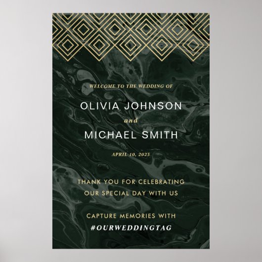 Moody Hues Emerald Green Marble Welcome Poster (Voorkant)