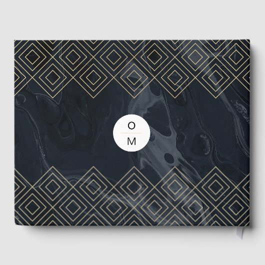 Moody Hues Midnight Blue Marble Custom Guest Book Gastenboek (Achterkant)