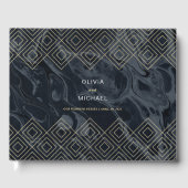 Moody Hues Midnight Blue Marble Custom Guest Book Gastenboek (Voorkant)