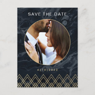 Moody Hues Midnight Blue Marble Save the Date Briefkaart