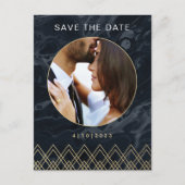Moody Hues Midnight Blue Marble Save the Date Briefkaart (Voorkant)