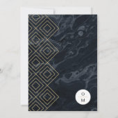 Moody Hues Midnight Blue Marble Wedding Invitation Kaart (Achterkant)