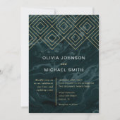 Moody Hues Turquoise Marble Wedding Invitation Kaart (Voorkant)