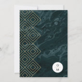 Moody Hues Turquoise Marble Wedding Invitation Kaart (Achterkant)