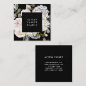 Moody Hydrangea | Waterverf Floral op zwart Vierkante Visitekaartje (Voorkant / Achterkant)