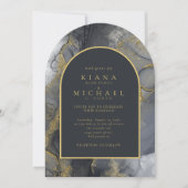 Moody Ink Charcoal Gold Abstract Arch ID988 Kaart (Voorkant)