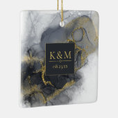 Moody Ink Charcoal Gold Abstract Blk ID988 Keramisch Ornament (Rechts)