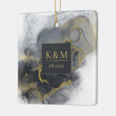 Moody Ink Charcoal Gold Abstract Blk ID988 Keramisch Ornament (Links)
