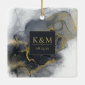 Moody Ink Charcoal Gold Abstract Blk ID988 Keramisch Ornament (Achterkant)