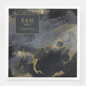Moody Ink Charcoal Gold Abstract Blk ID988 Servet (Voorkant)