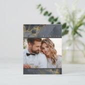 Moody Ink Charcoal Gold Abstract Dank u ID988 Bedankkaart (Staand voorkant)