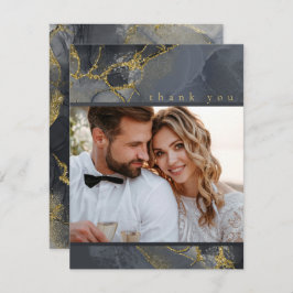 Moody Ink Charcoal Gold Abstract Dank u ID988 Bedankkaart