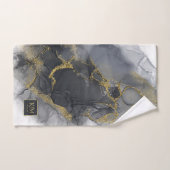 Moody Ink Charcoal Gold Abstract ID988 Bad Handdoek (Handdoek)
