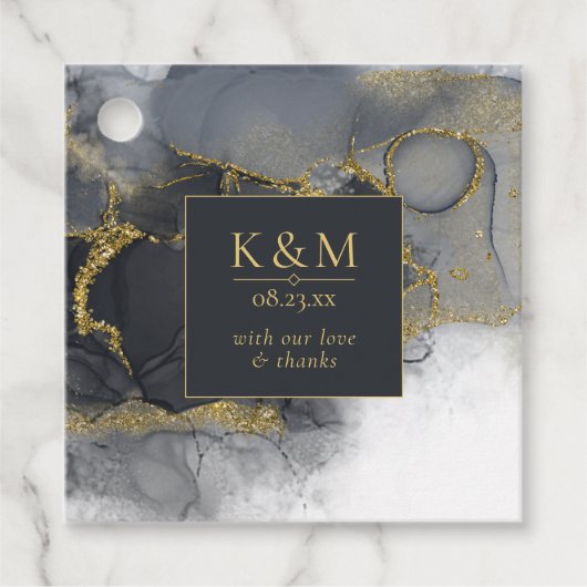 Moody Ink Charcoal Gold Abstract ID988 Bedankjes Labels (Voorkant)