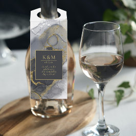 Moody Ink Charcoal Gold Abstract ID988 Flessenhanger