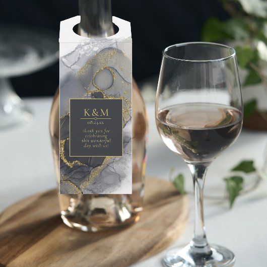 Moody Ink Charcoal Gold Abstract ID988 Flessenhanger