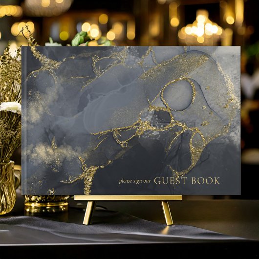 Moody Ink Charcoal Gold Abstract ID988 Gastenboek