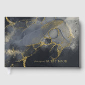 Moody Ink Charcoal Gold Abstract ID988 Gastenboek (Voorkant)
