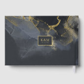Moody Ink Charcoal Gold Abstract ID988 Gastenboek (Achterkant)