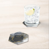 Moody Ink Charcoal Gold Abstract ID988 Kartonnen Onderzetters (Insitu)